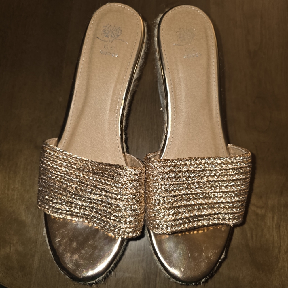 Shimmering Gold Slide Sandals